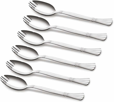 Shri & Sam 2-in-1 Stainless Steel Spoon Cum Fork Set, Spork, 6-Pieces, Silver Steel Serving Spoon Set(Pack of 6)