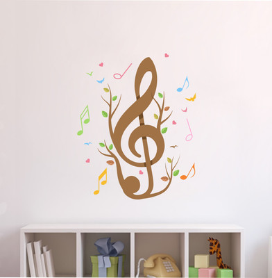 SUDARSHAN DESIGNS 75 cm Music Notes Birds & Hearts Wall Sticker Standard Size - 75Cm X 70Cm Color - Multicolor Self Adhesive Sticker(Pack of 1)