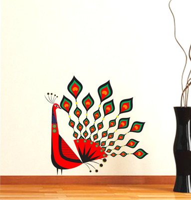Stickerberry 76 cm Peacock Birds Nature' Wall Sticker Standard Size- 80CM X 76CM Color- Multicolor, Self Adhesive Sticker(Pack of 1)