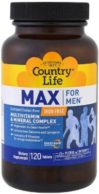 Country Life Max for Men, Multivitamin & Mineral Complex, Iron-Free, 120 Tablets(120 No)