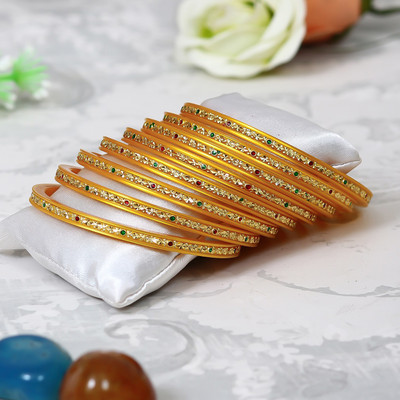 Barrfy Collections Plastic Gold-plated Bangle Set(Pack of 8)