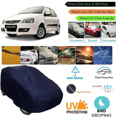 MotohunK Car Cover For Tata Indica V2 (Without Mirror Pockets)(Blue, For 2019 Models)