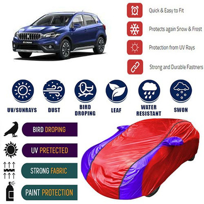 MotohunK Car Cover For Maruti Suzuki S-Cross (With Mirror Pockets)(Red, Blue, For 2019 Models)