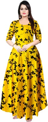 Trendy Fab Anarkali Gown(Yellow)