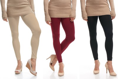 Lili Ankle Length Ethnic Wear Legging(Beige, Solid)