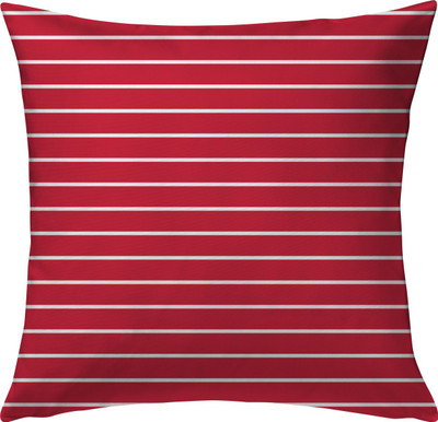 OASIS Polyester Fibre Stripes Cushion Pack of 1(Red)