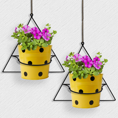 TrustBasket Wall Mount Triangle Flower Pot Stand - Set of 2 Plant Container Set(Pack of 2, Metal)