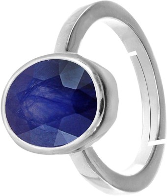 PANDIT JEWELLERS Certified Natural Blue Sapphire 92.5Sterling Silver 7.5Ct. 8.25Ratti Neelam Gemstone Stone Rashi Ratan Gemstone Adjustable Mens Ring Silver Sapphire Sterling Silver Plated Ring