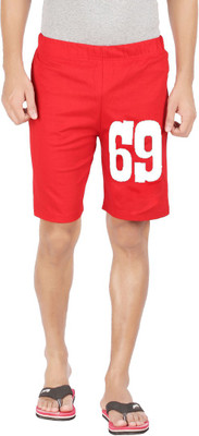 HOTFITS Printed Men Red Regular Shorts