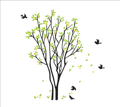 wildartcreation 83 cm Abstract Flower Tree Wall Sticker Self Adhesive Sticker(Pack of 1)