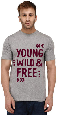 Aseria Typography Men Round Neck Grey T-Shirt