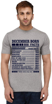 Aseria Printed Men Round Neck Grey T-Shirt