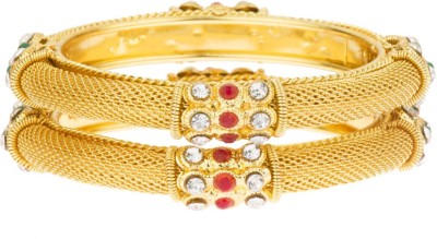 Efulgenz Alloy Crystal Gold-plated Bangle(Pack of 2)