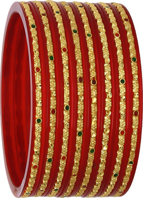 JOYERIA FASHIONS Plastic Gold-plated Bangle Set(Pack of 8)
