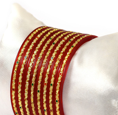 Barrfy Collections Plastic Gold-plated Bangle Set(Pack of 8)