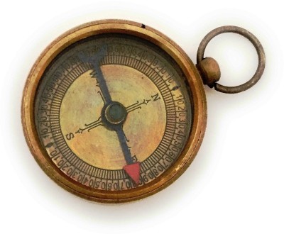 Shoptreed Vintage Rustic Brass Compass in wooden box Compass(Gold)
