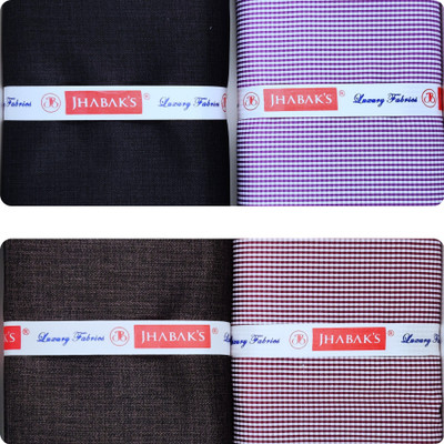 JHABAK'S Polycotton Checkered, Self Design Shirt & Trouser Fabric