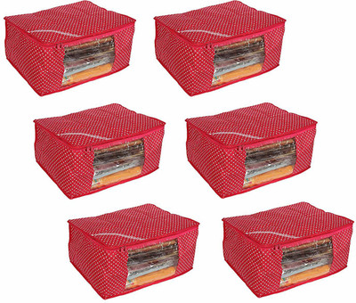 ShubhKraft Storage Organiser Designer Saree Cover/ Regular Storage Bags (Combo of 6)(Red)