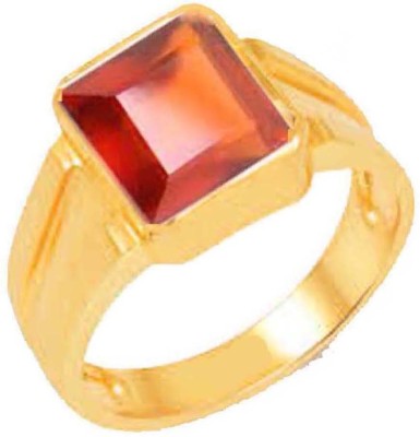 CLEAN GEMS Natural Certified Square Hessonite (Gomed) 10.25 Ratti or 9.5 Carat for Male & Female Panchdhatu 22k Gold Plated Ring Alloy Gold Plated Ring
