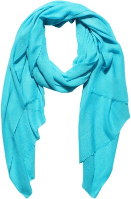 MUFFLY Wool Self Design Women Shawl(Blue)