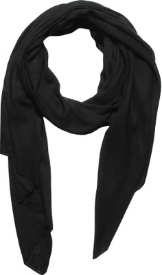 MUFFLY Wool Self Design Women Shawl(Black)