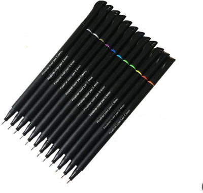 PATHOS INDIA fineliner extra fine Nib Sketch Pens(Set of 12, Multicolor)