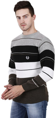 panv Striped Round Neck Casual Men Multicolor Sweater