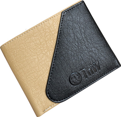 TnW Men Beige, Black Artificial Leather Wallet(4 Card Slots)