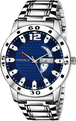 Swiss Bells SB-010 Imported multicolor Dial Silver Stainless Steel Strap Day & Date Working Wrist Analog Watch - For Men