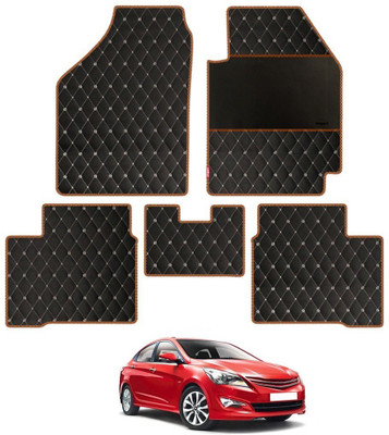 elegant Leatherite Standard Mat For  Hyundai Verna(Black, Orange)