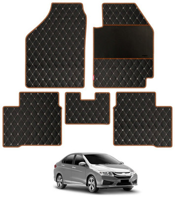 elegant Leatherite Standard Mat For  Honda New City(Black, Orange)