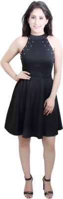 CRAZEVILLA Women Skater Black Dress