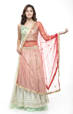 A R SILK Net Embellished Women Dupatta