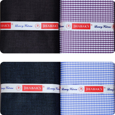 JHABAK'S Polycotton Checkered, Self Design Shirt & Trouser Fabric