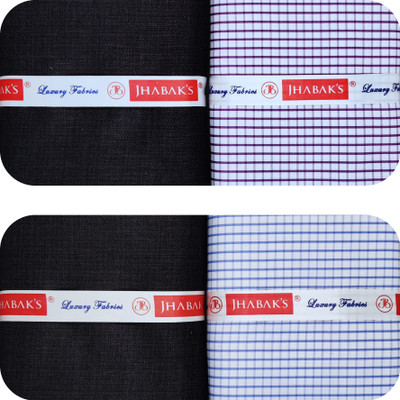 JHABAK'S Polycotton Checkered, Self Design Shirt & Trouser Fabric