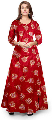 SILVER ORGANISATION Flared/A-line Gown(Maroon)