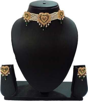 ora collection Brass Gold-plated Green Jewellery Set(Pack of 3)