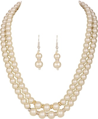 VISHAKA PEARLS AND JEWELLERS Alloy White Jewellery Set(Pack of 1)