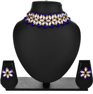 Efulgenz Alloy Gold-plated Blue Jewellery Set(Pack of 1)