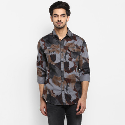 mufti-men-printed-casual-brown-maroon-grey-shirt