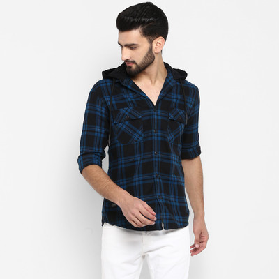 mufti-men-checkered-casual-blue-shirt-5