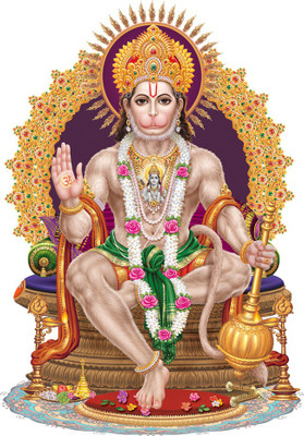 god & god's 60 cm Modern Art Hanuman ji Self Adhesive Sticker(Pack of 1)