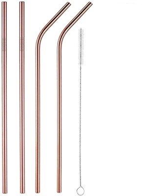HOUSE OF QUIRK Crazy Drinking Straw(Gold, Pack of 4)
