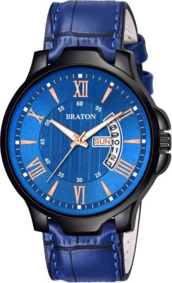 BRATON BT4202SL04 Day and Date Functioning Blue Avatar Leather Strap Quartz Operated Analog Watch  - For Men