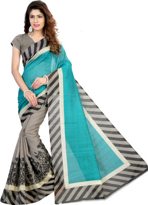 Suntex Printed Bhagalpuri Art Silk Saree(Green)