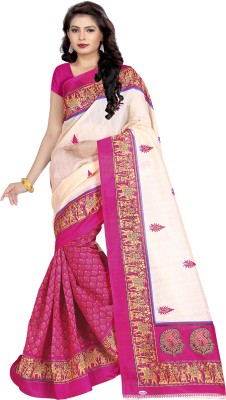 SVB Sarees Printed Bollywood Silk Blend Saree(Pink)