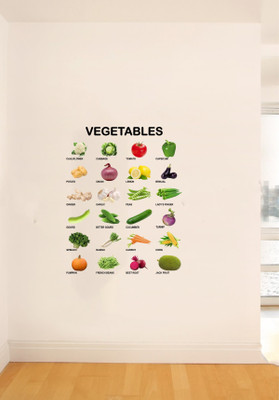 Decal O Decal 75 cm ' Vegetables with Names For Kids Learning ' Kids Nursery Wall Stickers Self Adhesive Sticker(Pack of 1)