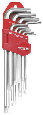 YATO YT-0512 Tamperproof Bolts Torx High Quality CrV 6150 Chrome Vanadium steel with Hardness HRC 52-55 Allen Key Set
