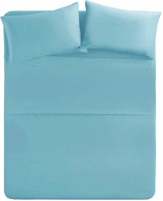 Muskan Collection 500 TC Cotton Queen Solid Fitted (Elastic) Bedsheet(Pack of 1, Blue)