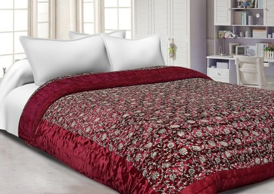 Indcrown Floral Single Quilt for  Heavy Winter(Satin, Multicolor)